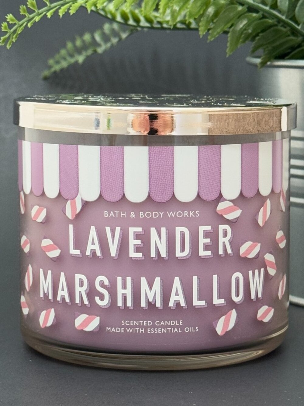 BBW Lavender Marshmallow Bath & Body Works 3 Wick Candle